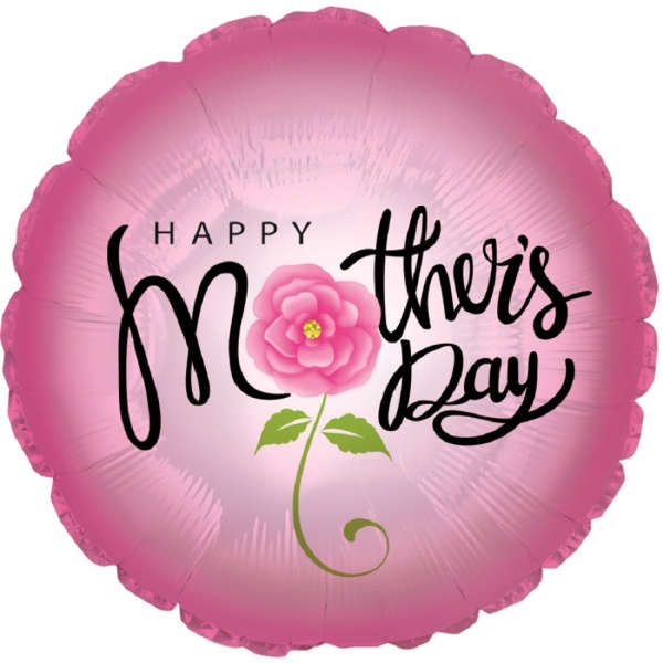Pink Mother's Day foil balloon with a flower graphic