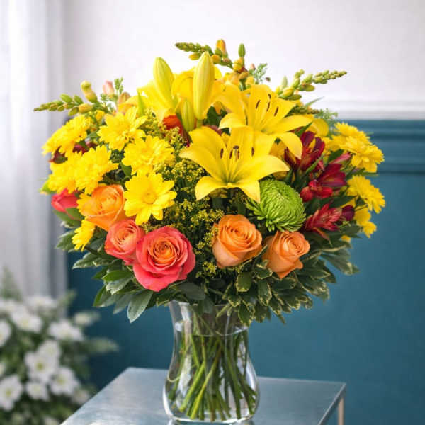 Golden Lily Elegance Vase