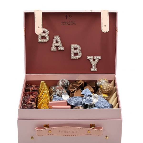Gift box with assorted chocolates and BABY letters