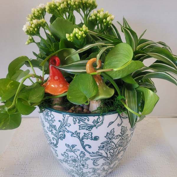 Green and White Floral