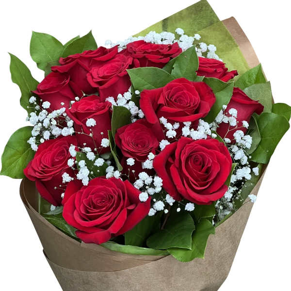 Dozen Rose Wrapped Bouquet