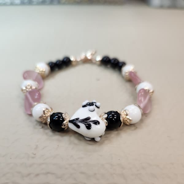 Black and White Lampwork Heart