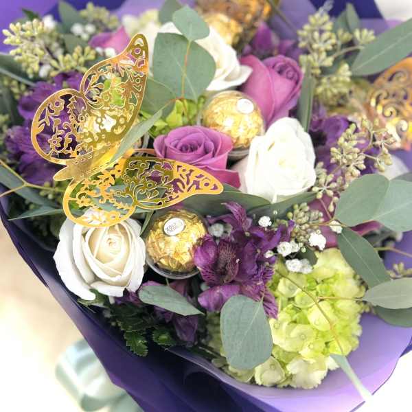 Lavender Whispers: A Symphony of Purple with Foil Butterflies