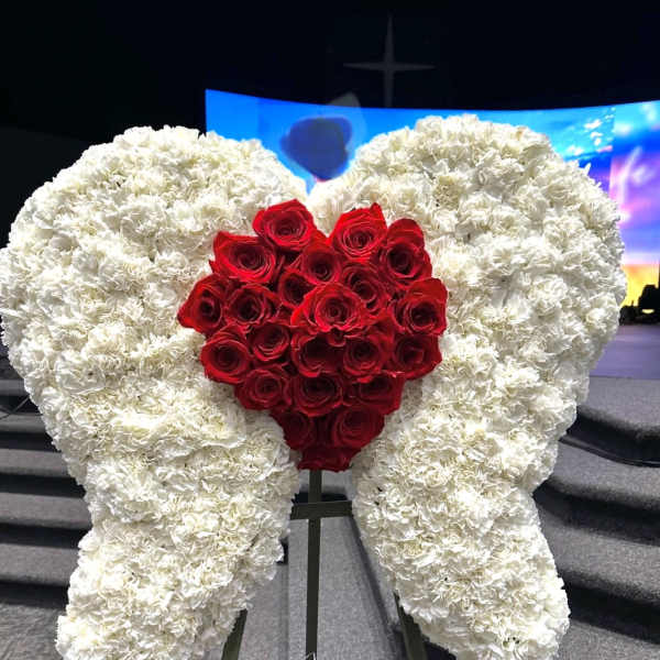 Angel Wings Floral Tribute with Heart