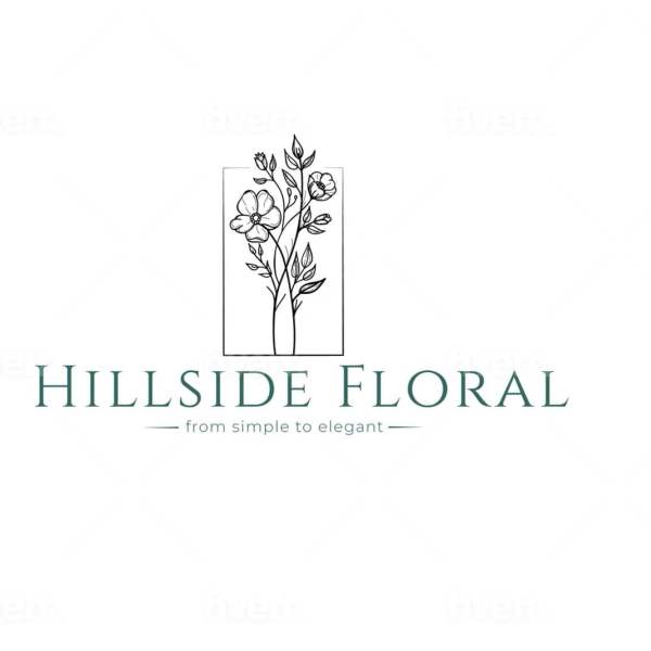 Hillside Floral logo with a simple line drawing of flowers