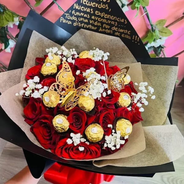 Red Rose Bouquet With Chocolates