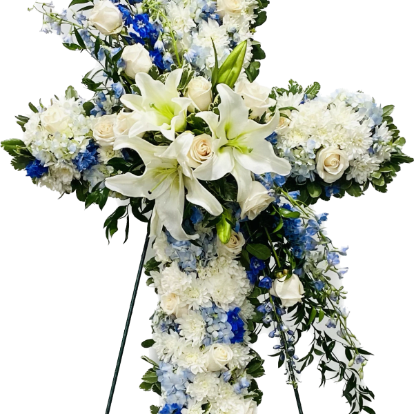 Blue and White Standing Cross