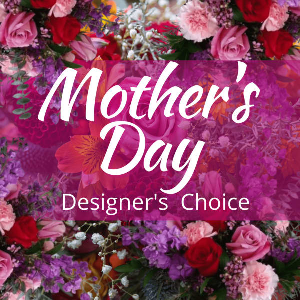 Mother's Day designer's choice floral arrangement with pink and red blooms
