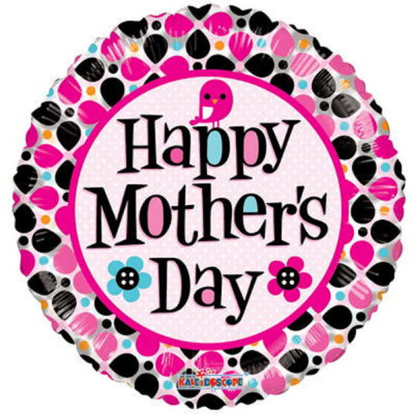Round balloon with "Happy Mother's Day" text and colorful polka dots
