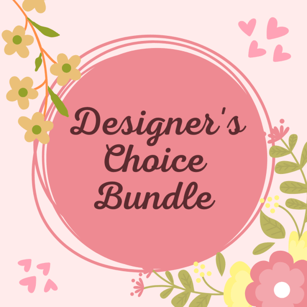 Pink floral graphic with the words Designer's Choice Bundle