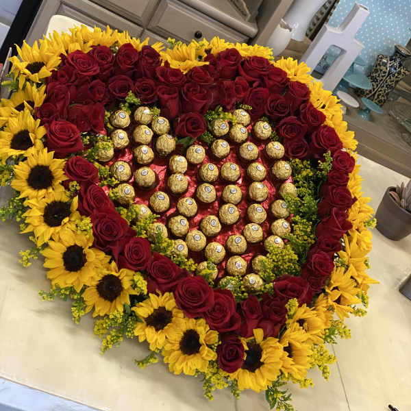 Roses and Sunflower Heart