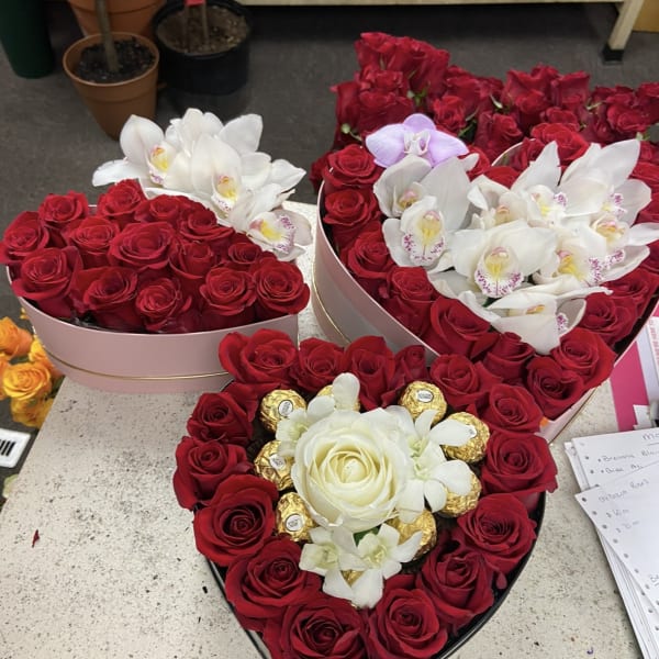 Roses in Heart Shaped Box (Price Shown per Box)