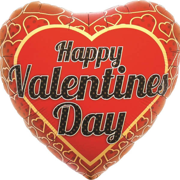 Heart-shaped balloon with "Happy Valentine's Day" text
