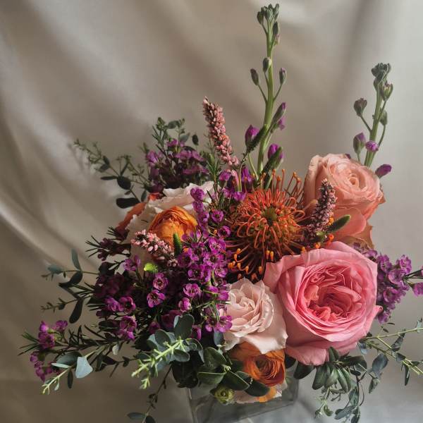 pink and orange, vibrant happy arrangement