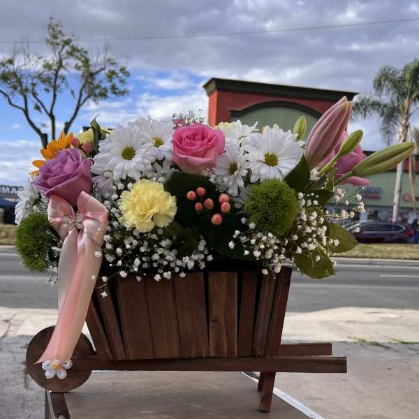 Blooming Garden Cart - Carretita With Mix Flowers
