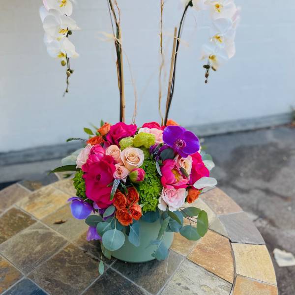 x2 Large Orchids with flowers and Peonies.