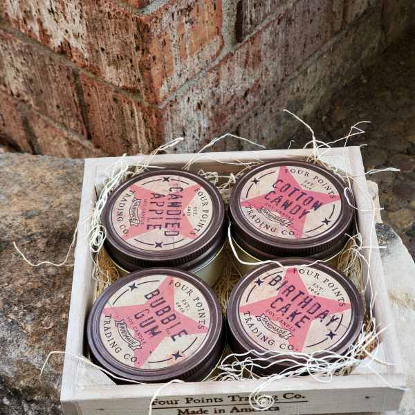 Birthday Cake, Bubble Gum, Cotton Candy, & Candied Apple Candle Set