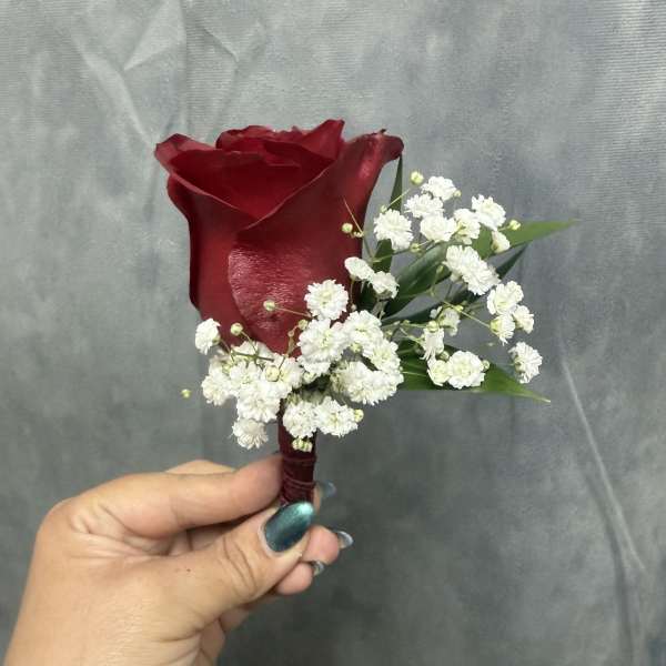Red rose boutonnière
