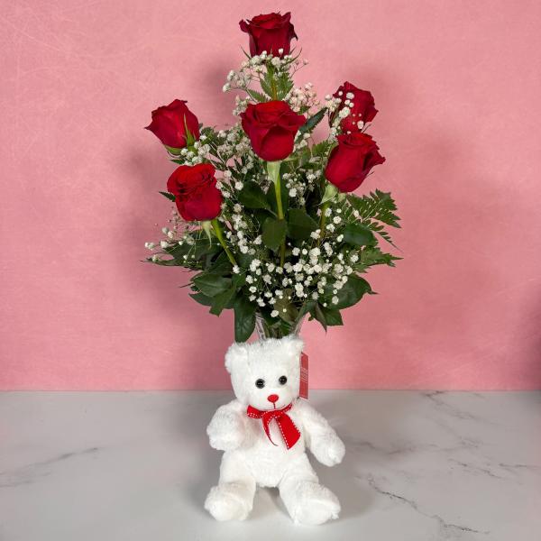 6 Rose Bear Hug Combo