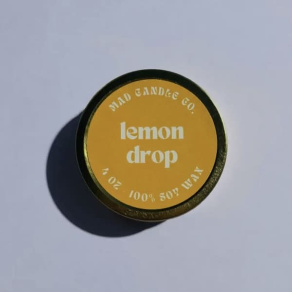 Lemon Drop Soy Candle - 4 oz Gold Tin & Wood Wick