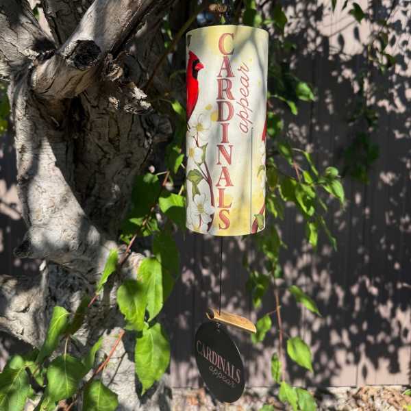 Wind Chime Cardinals Appear 18" Cylinder Sonnet Chime