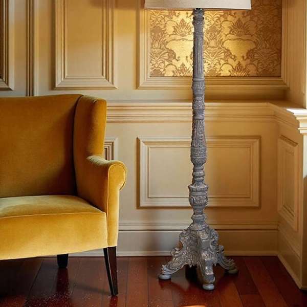 Vintage Style Antique Reproduction Wood Floor Lamp