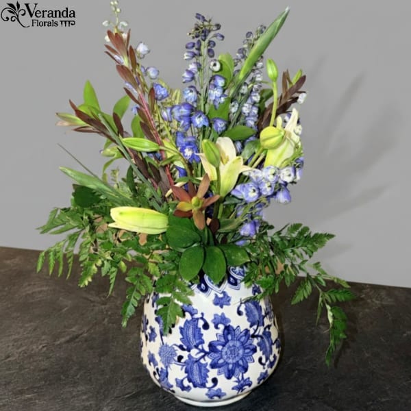 Blue And White Wide Bottom Vase
