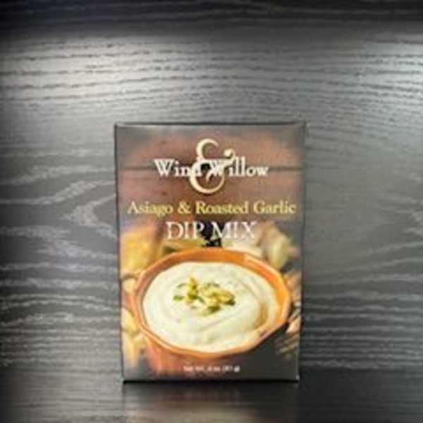 Box of Wind & Willow Asiago & Roasted Garlic dip mix
