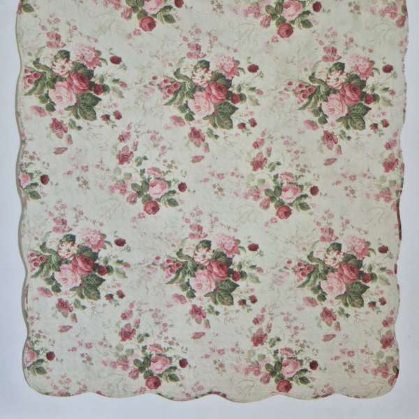 Pink and White Rose Quilted Throw
