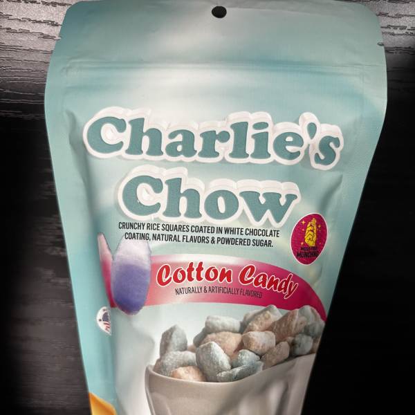 Bag of Charlie's Chow cotton candy flavored snack mix