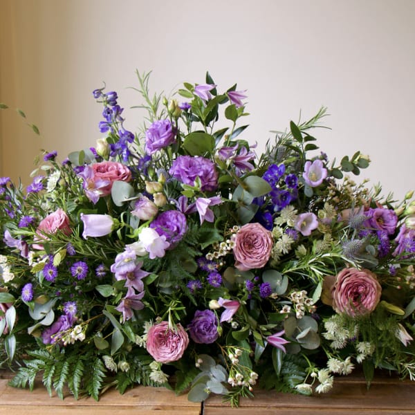 Casket Spray in shades of Lavender