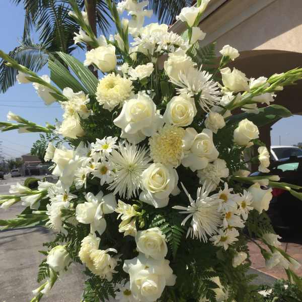 White Funeral Spray Arrangement