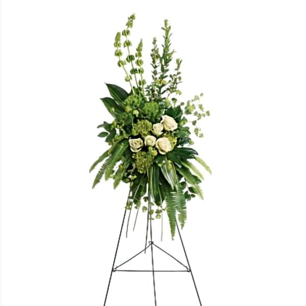 White and green Funeral Standing Spray