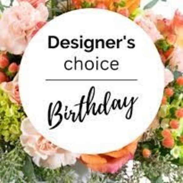 Birthday floral arrangement with pink and orange blooms