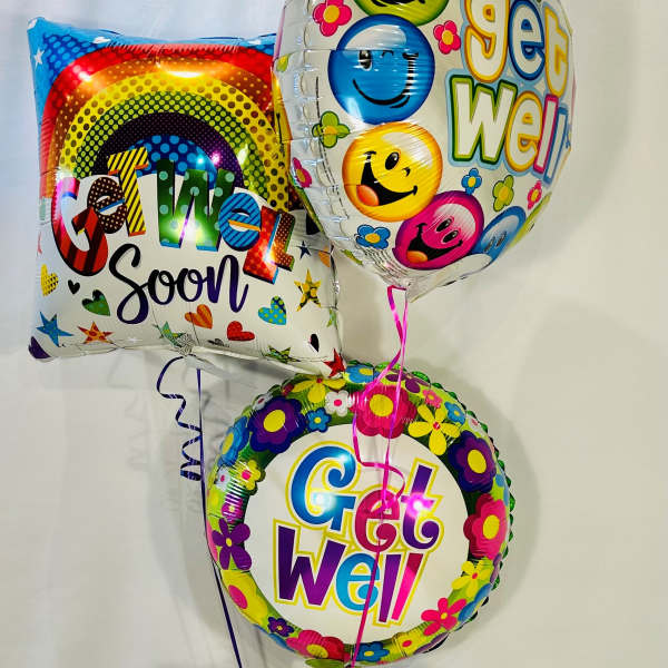 Get Well Mylar Balloon Bouquet & Bear