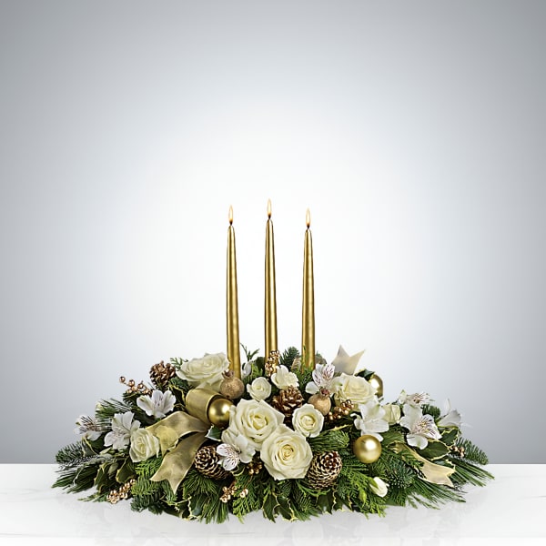 Golden Light Christmas Centerpiece