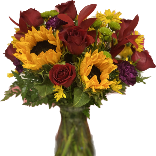 Red rose and Sunflower Surprise