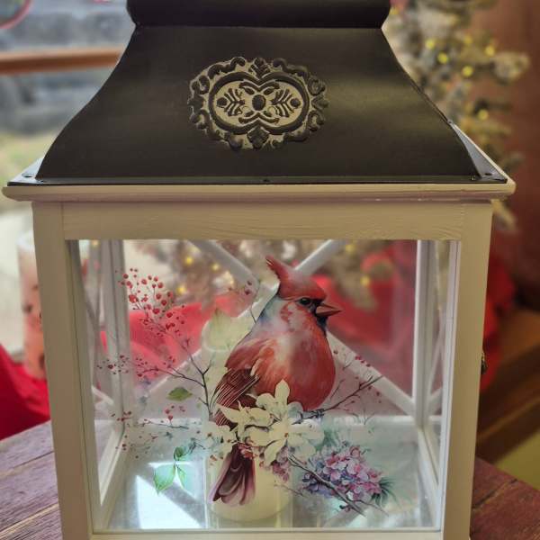 Red Cardinal Lighted Lantern