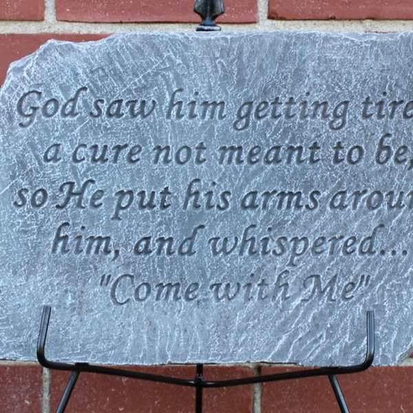 God Saw Him Concrete Memorial Plaque
