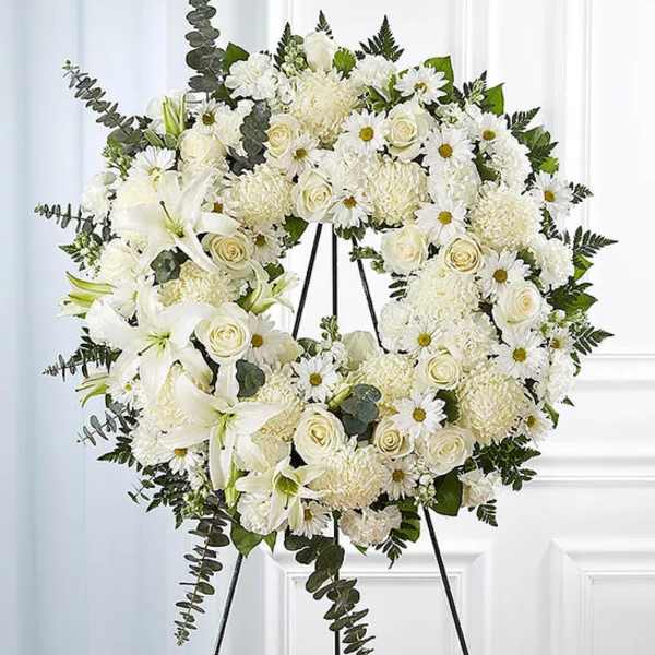 Serene Blessings Standing Wreath - White