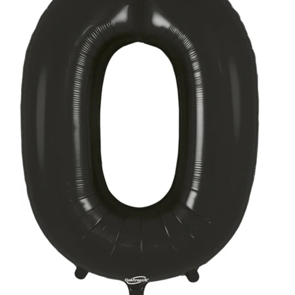 Black number 0 balloon on a white background