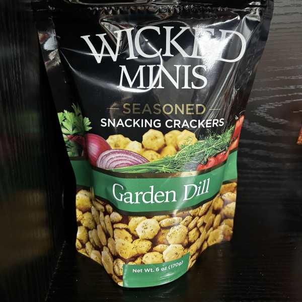 Bag of Wicked Minis garden dill snacking crackers