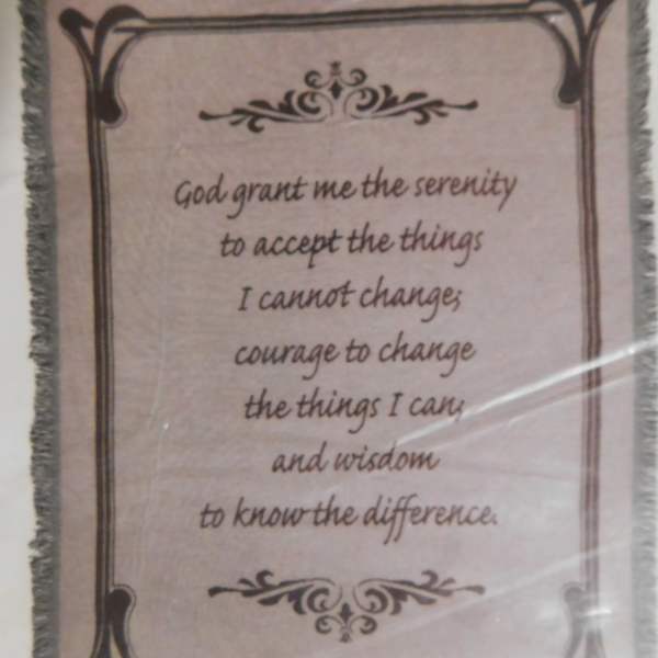 Decorative blanket with a printed serenity prayer