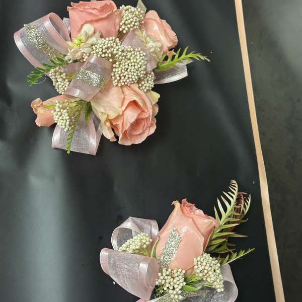 Pink Rose corsage & Boutonnière