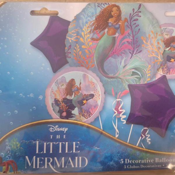 Little Mermaid themed decorative balloon set with purple star balloons
