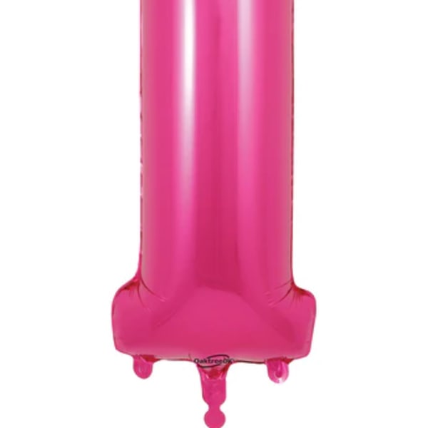 Pink foil balloon shaped like the number 1
