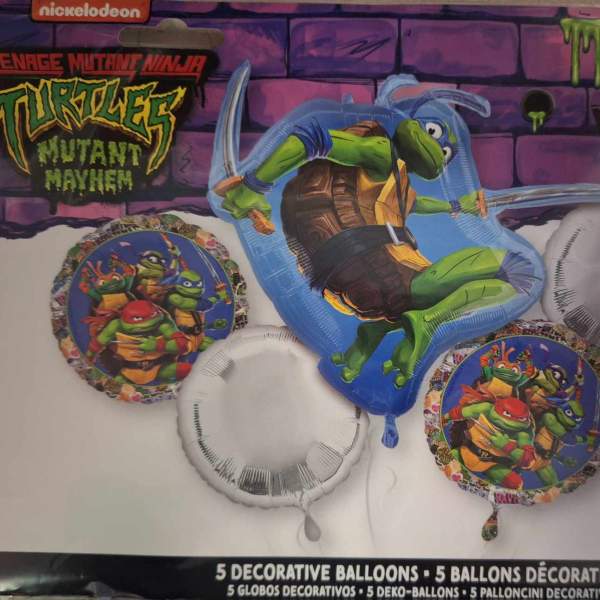 Teenage Mutant Ninja Turtles balloon bouquet package with five balloons