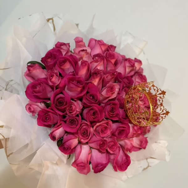 Hot pink hand bouquet.