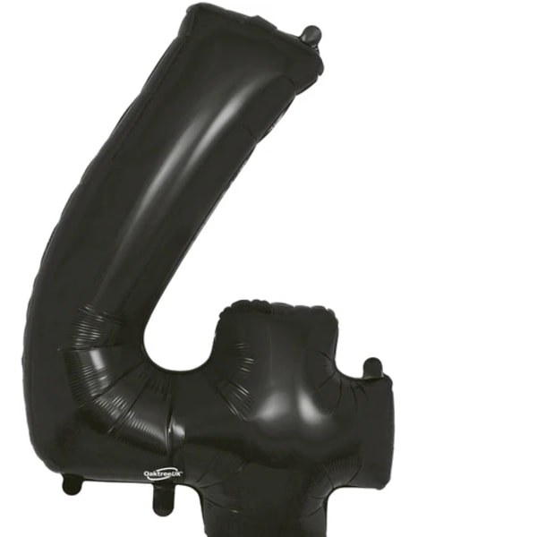 Black foil balloon shaped like the number 4