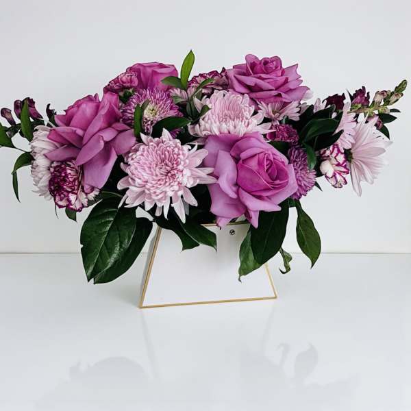 Handled Bag With Purple Flowers